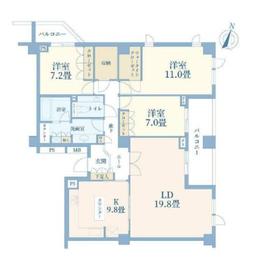 リジェ御殿山サウスレジデンス 3階 間取り図