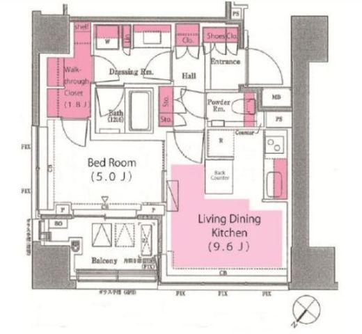 パークタワー高輪 6階 間取り図