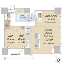 グランドヒルズ恵比寿 21階 間取り図
