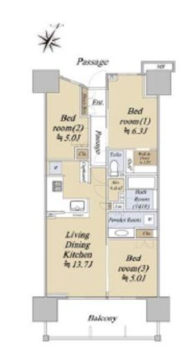 パークホームズ横浜本郷台リバーサイドヴィラ THE WEST 9階 間取り図