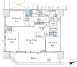 シェフルール鶴見中央 14階 間取り図