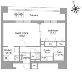 コンフォリア・リヴ八丁堀 1203 間取り図