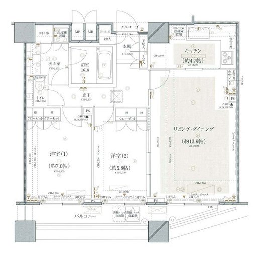 ファーストリアルタワー新宿 2704 間取り図