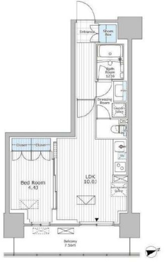パークアクシス市川 206 間取り図