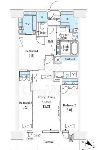 ロイヤルパークス有明 1515 間取り図