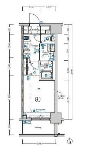 ジーベック両国 8階 間取り図