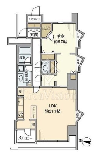 ワールドシティタワーズ アクアタワー 16階 間取り図
