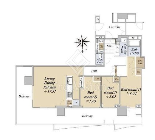 HARUMI FLAG PARK VILLAGE T棟 (晴海フラッグ パークヴィレッジ T棟) 36階 間取り図