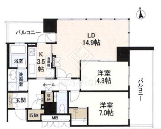 パークタワー目黒 21階 間取り図
