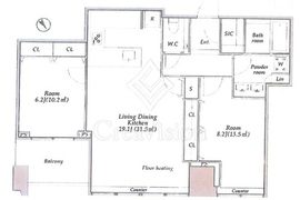 シティタワー麻布十番 12階 間取り図