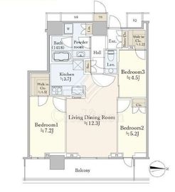 HARUMI FLAG SUN VILLAGE T棟 (晴海フラッグ サンヴィレッジ T棟) 21階 間取り図