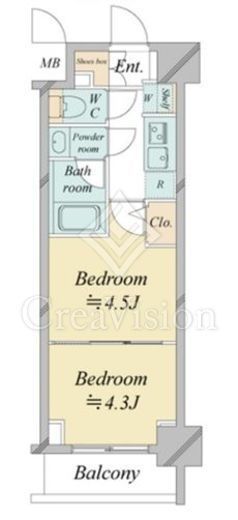 ドゥーエ新横浜 413 間取り図
