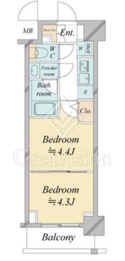ドゥーエ新横浜 414 間取り図