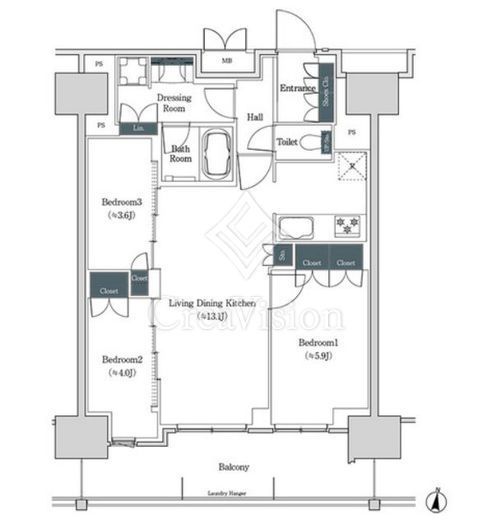 ブルックサイドレジデンス木場 1507 間取り図