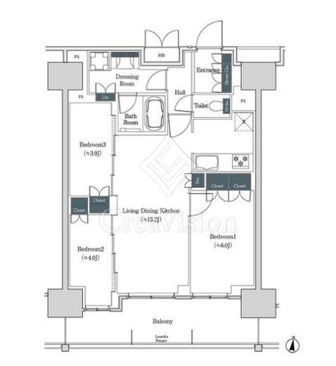 ブルックサイドレジデンス木場 1504 間取り図