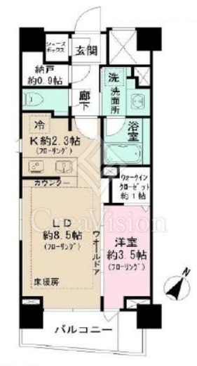 クレヴィア日本橋 6階 間取り図