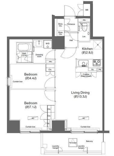 プライムアーバン亀有 1201 間取り図