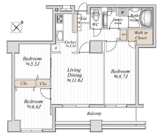 ドゥーエ横浜駅前 1806 間取り図