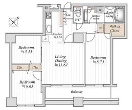 ドゥーエ横浜駅前 1806 間取り図