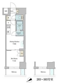 ブリリアイスト門前仲町 206 間取り図
