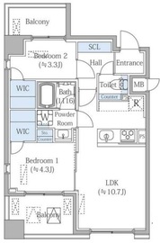 グランジット月島TOKYO BAY 804 間取り図