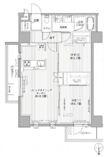 グランシャルール武蔵境 501 間取り図