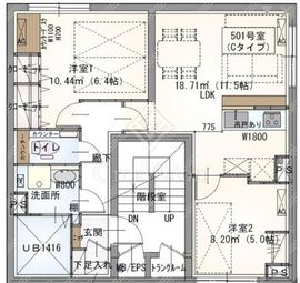 ラヴィエール秋葉原 501 間取り図