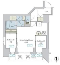 ブリリアイスト浅草 1004 間取り図