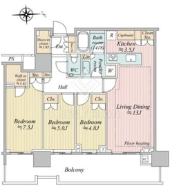 HARUMI FLAG SUN VILLAGE T棟 (晴海フラッグ サンヴィレッジ T棟) 5階 間取り図