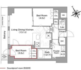 コンフォリア・リヴ平井MUTIO 404 間取り図