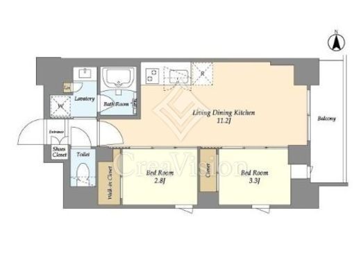 スタイリオフィット武蔵小杉Ⅱ 201 間取り図