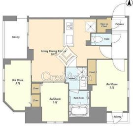 ドゥーエ両国Ⅳ 801 間取り図