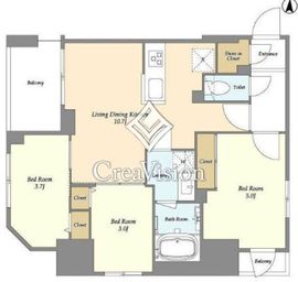 ドゥーエ両国Ⅳ 1101 間取り図