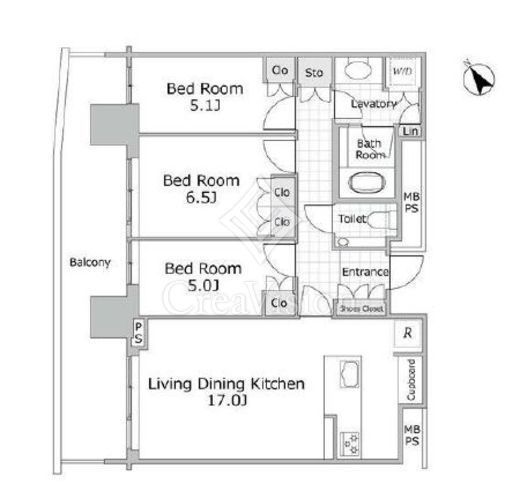 パークコート赤坂檜町ザ・タワー 33階 間取り図