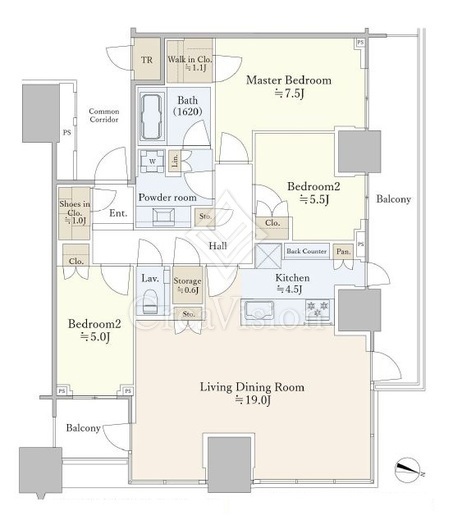 パークコート文京小石川ザ・タワー 26階 間取り図
