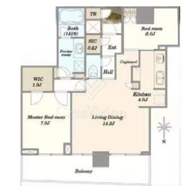 パークタワー晴海 44階 間取り図