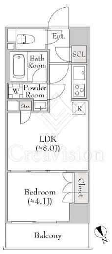 ルミーク関内Ⅱ 804 間取り図