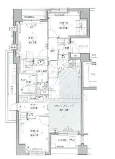 パークハウス要町 8階 間取り図