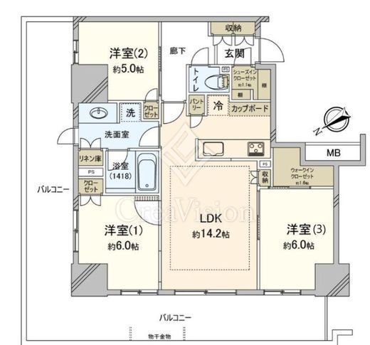 パークタワー向ヶ丘遊園 17階 間取り図