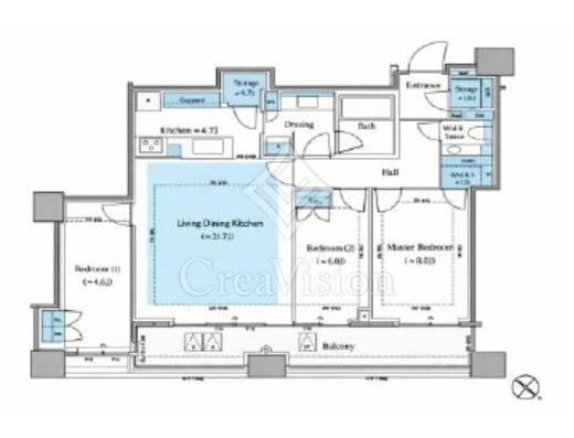 パークタワー勝どきミッド/サウス 56階 間取り図