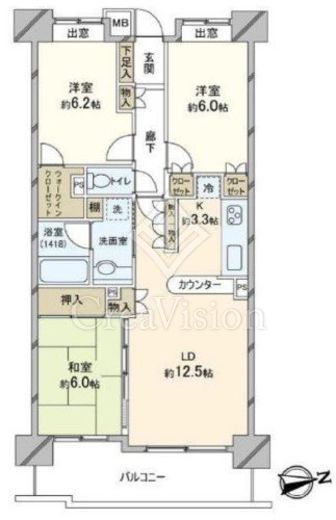 コスモ21ザ・ガーデンズフォート 3階 間取り図
