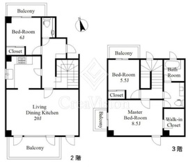 リズ都立大 2階 間取り図