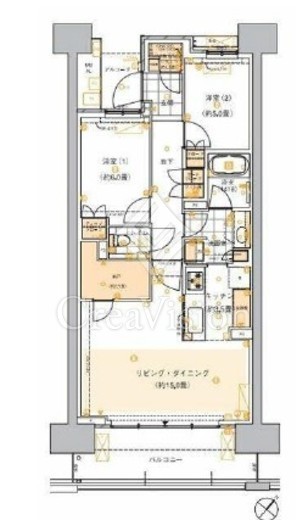 HARUMI FLAG SUN VILLAGE (晴海フラッグ サンヴィレッジ) 3階 間取り図