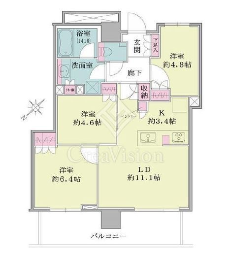 グレーシアタワーズ海老名ウエスト 8階 間取り図