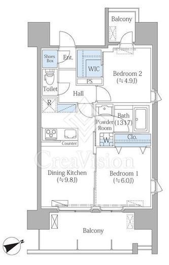 PRIME SQUAREIII 1302 間取り図