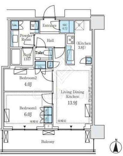 パークシティ中野ザタワーブリーズ 6階 間取り図