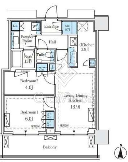 パークシティ中野ザタワーブリーズ 8階 間取り図