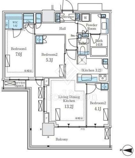 パークシティ中野ザタワーエアーズ 5階 間取り図