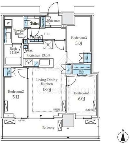 パークシティ中野ザタワーエアーズ 13階 間取り図