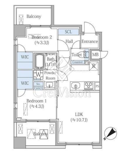 グランジット月島TOKYO BAY 801 間取り図